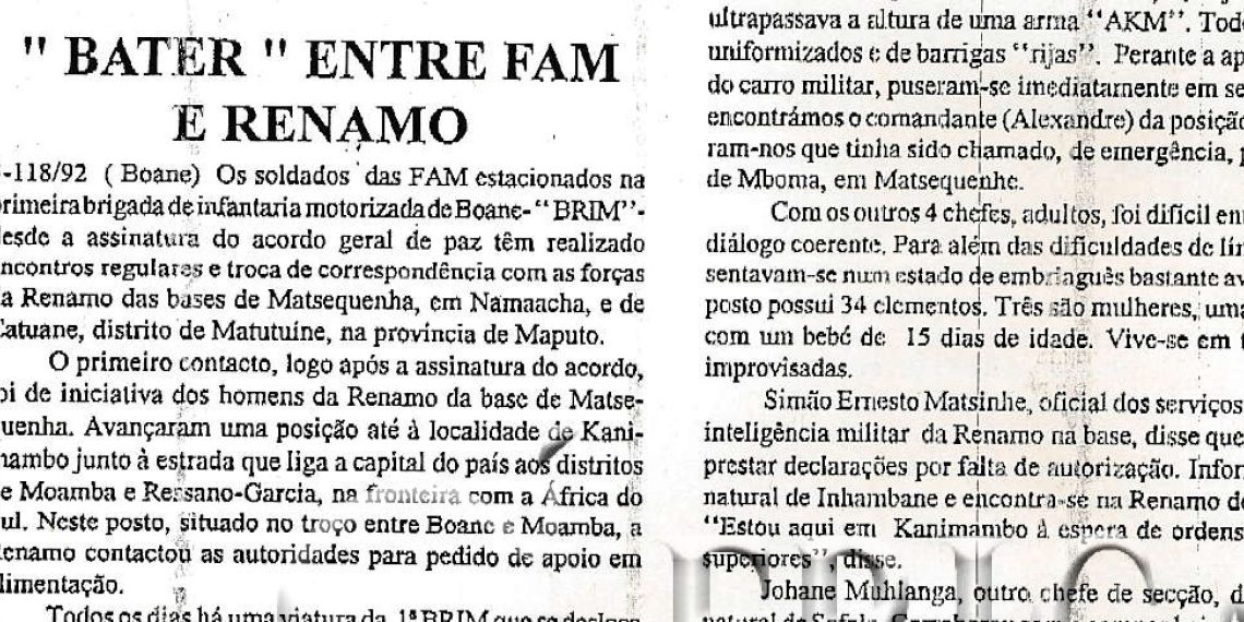 “Bater” entre FAM e RENAMO – 06 de Novembro de 1992