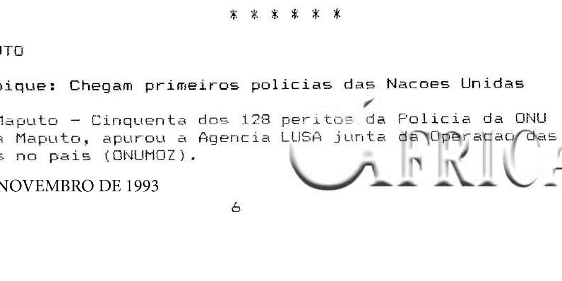 Moçambique: chegam primeiros polícias das Nações Unidas – 17 de Novembro de 1993