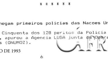 Moçambique: chegam primeiros polícias das Nações Unidas – 17 de Novembro de 1993