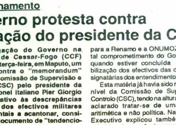 Acantonamento: Governo protesta contra actuação do presidente da Comissão de Cessar-Fogo – 02 de Junho de 1994