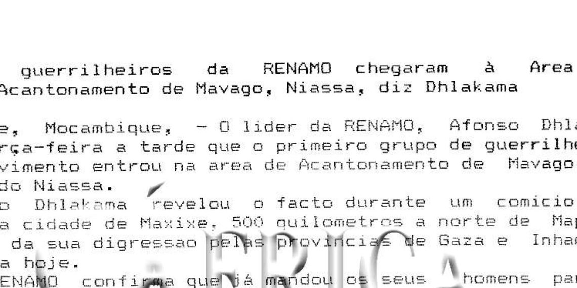 Primeiros guerrilheiros da RENAMO chegaram à área de acantonamento de Mavago, Niassa, diz Dhlakama – 01 de Dezembro de 1993