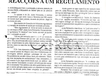 Reacções a um regulamento (sobre Medicina) – 15 de Junho de 1992