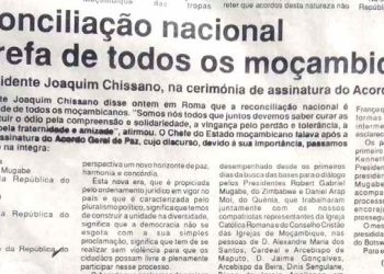 Reconciliação nacional é tarefa de todos os moçambicanos – 05 de Outubro de 1992