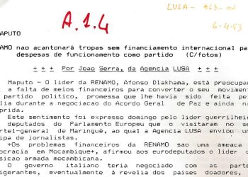 RENAMO não acantonará tropas sem financiamento internacional para despesas de funcionamento como partido – 06 de Abril de 1993