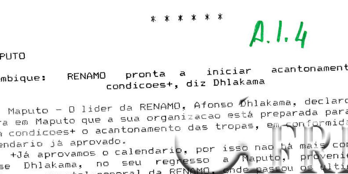 Moçambique: RENAMO pronta a iniciar acantonamento sem condições – 17 de Novembro de 1993