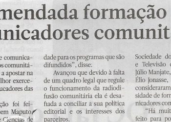 Recomendada formação de comunicadores comunitários – 10 de Outubro de 2022