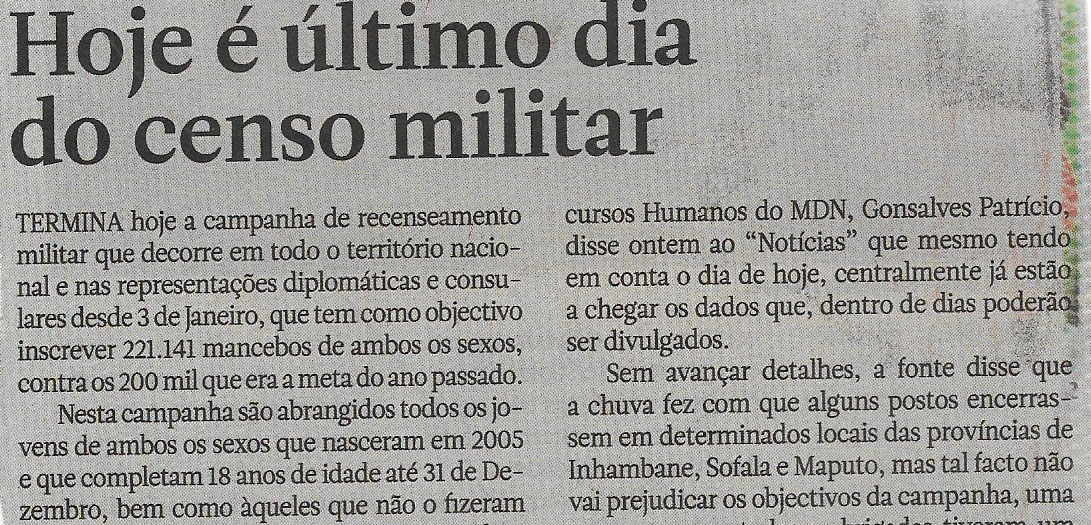 Hoje é último dia do censo militar – 28 de Fevereiro de 2023