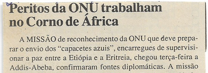 Peritos da ONU trabalham no Corno de África – 06 de Julho o de 2000