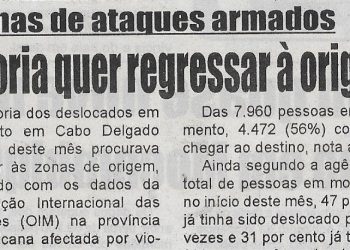 Vítimas de ataques armados: Maioria quer regressar à origem – 22 de Outubro de 2022