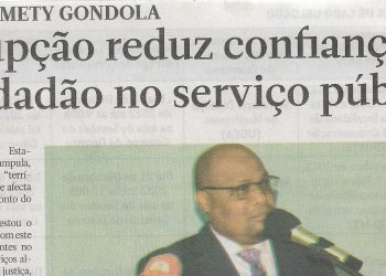 Segundo Mety Gondola: Corrupção reduz confiança do cidadão no serviço público – 08 de Outubro de 2022