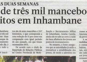 Primeiras duas semanas: Mais de três mil mancebos inscritos em Inhambane – 24 de Janeiro de 2023