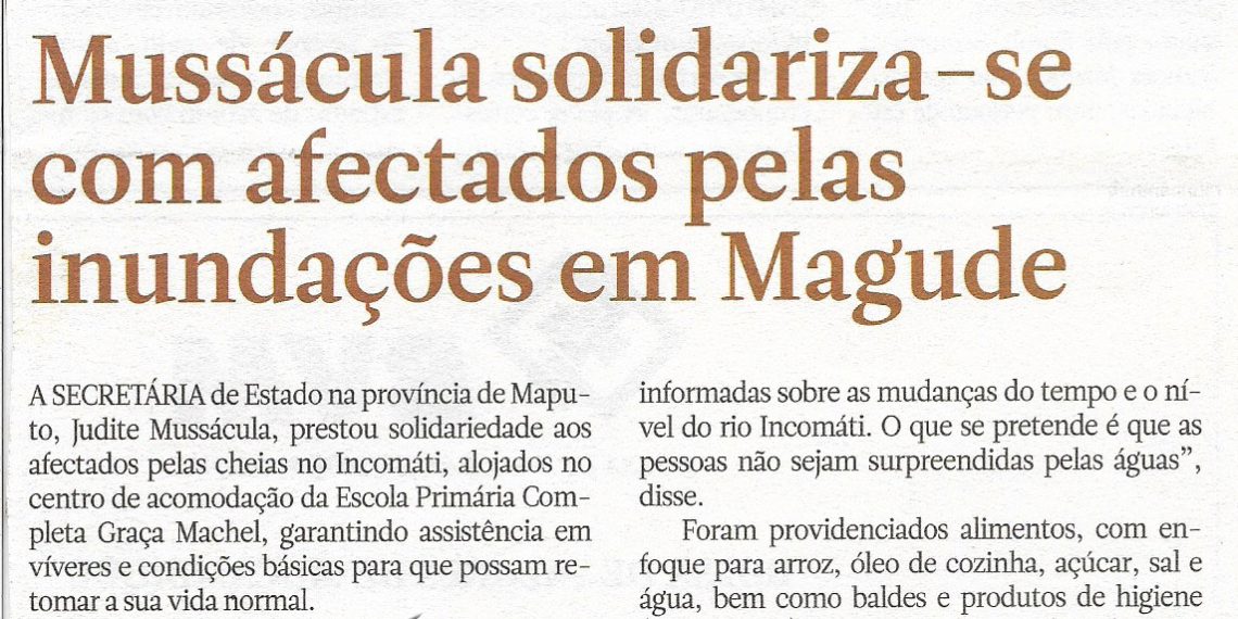Mussácula solidariza-se com afectados pelas inundações em Magude – 17 de Fevereiro de 2023