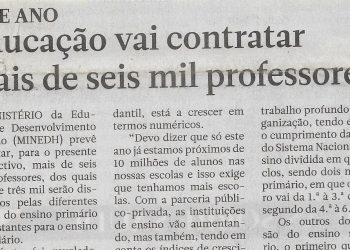 Este ano: Educação vai contratar mais de seis mil professores – 20 de Janeiro de 2023