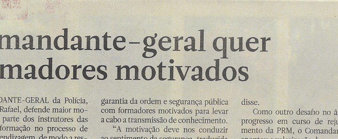 Polícia da República de Moçambique (PRM): Comandante-geral quer formadores motivados – 22 de Fevereiro de 2023