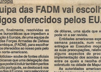 Equipa das FADM vai escolher artigos oferecidos pelos EUA – 22 de Outubro de 1994