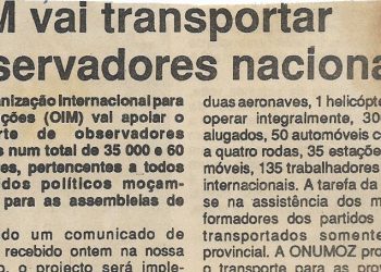 OIM vai transportar observadores nacionais – 04 de Outubro de 1994