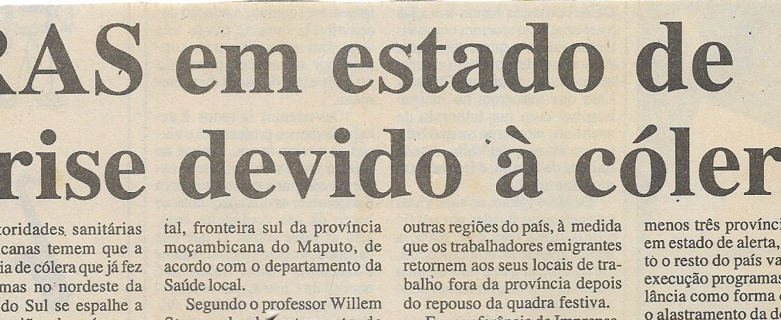 RAS em estado de crise devido à cólera – 04 de Janeiro de 2001