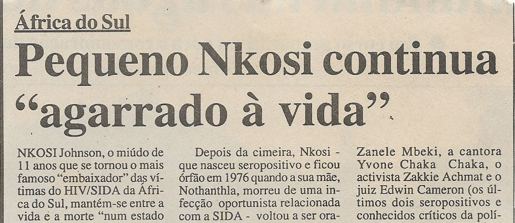 Pequeno Nkosi continua  ˝ agarrado à vida˝ – 15 de Janeiro de 2001
