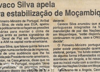 Cavaco Silva apela para estabilização de Moçambique – 15 de Outubro de 1994