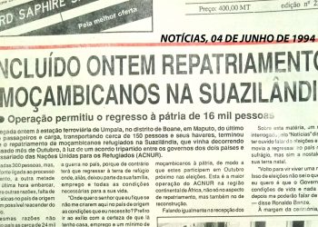 Concluído ontem repatriamento de moçambicanos na Suazilândia – 04 de Junho de 1994