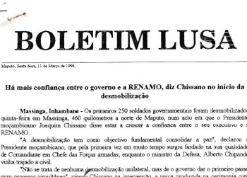 Há mais confiança entre o governo e a RENAMO, diz Chissano no início da desmobilização – 11 de Março de 1994