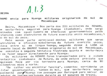 RENAMO envia para Nyanga militares originários do sul de Moçambique – 11 de Outubro de 1993
