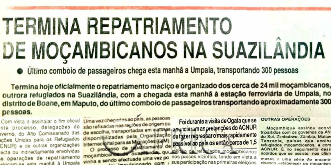 Termina repatriamento de moçambicanos na Suazilândia – 03 de Junho de 1994
