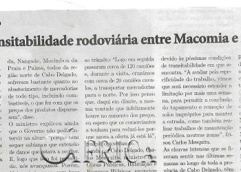 Em Cabo Delgado: Reposta transitabilidade rodoviária entre Macomia e Muidumbe – 16 de Abril de 2024