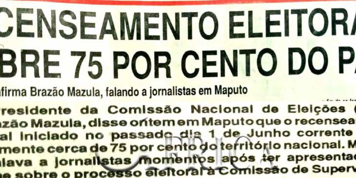 Recenseamento eleitoral cobre 75 por cento do país – 03 de Junho de 1994
