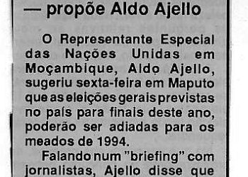 Eleições só no próximo ano: propõe Aldo Ajello – 25 de Fevereiro de 1993