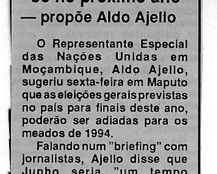 Eleições só no próximo ano: propõe Aldo Ajello – 25 de Fevereiro de 1993