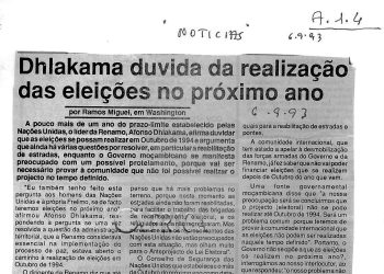 Dhlakama duvida da realização das eleições no próximo ano – 06 de Setembro de 1993
