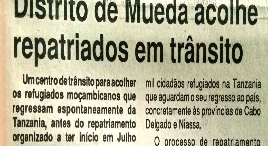 Distrito de Mueda acolhe repatriados em trânsito – 27 de Junho de 1994