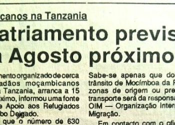 Moçambicanos na Tanzania: Repatriamento previsto para Agosto próximo – 18 de Julho de 1994