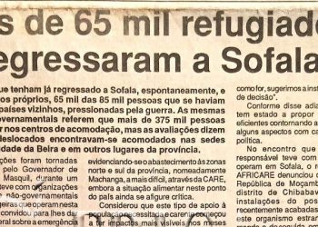 Mais de 65 mil refugiados já regressaram a Sofala – 17 de Agosto de 1994