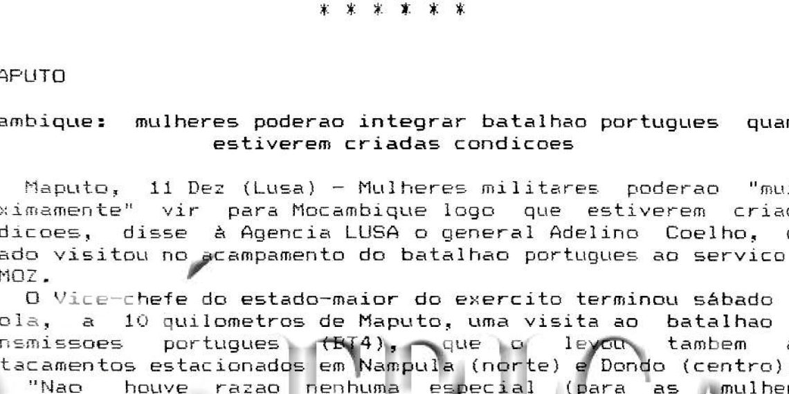 Moçambique: mulheres poderão integrar batalhão português quando estiverem criadas condições – 13 de Dezembro de 1993