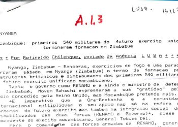 Moçambique: primeiros 540 militares do futuro exército único terminaram formação no Zimbabwé – 13 de Dezembro de 1993