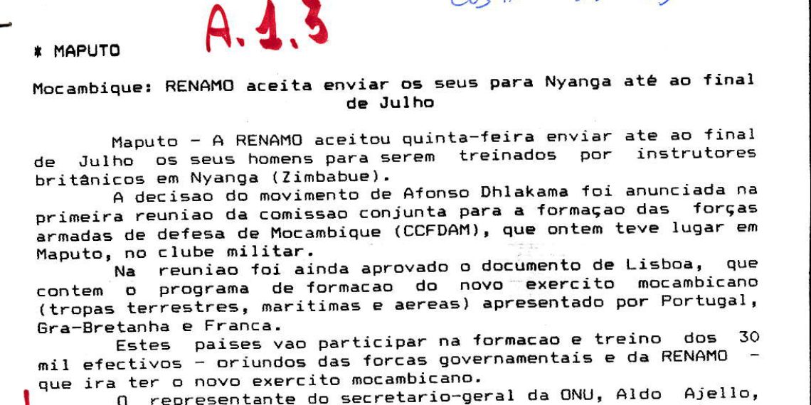 Moçambique: RENAMO aceita enviar os seus para Nyanga até ao final de Julho – 23 de Julho de 1993