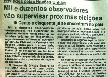Enviados pelas Nações Unidas: Mil e duzentos observadores vão supervisar próximas eleições – 1994