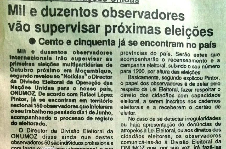 Enviados pelas Nações Unidas: Mil e duzentos observadores vão supervisar próximas eleições – 1994