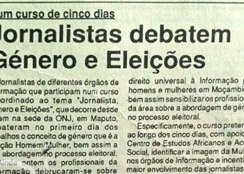 Num curso de cinco dias: Jornalistas debatem Género e Eleições – 07 de Junho de 1994