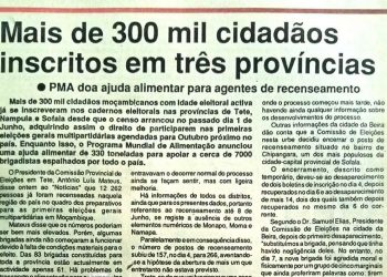 Mais de 300 mil cidadãos inscritos em três províncias – 10 de Junho de 1994