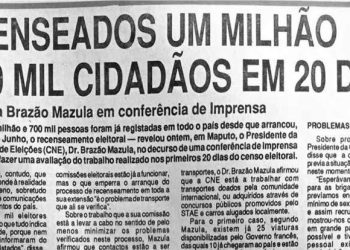 Recenseados um milhão e 700 mil cidadãos em 20 dias – 24 de Junho de 1994