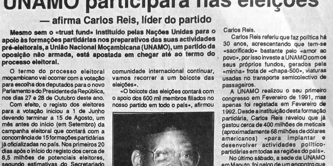 Mesmo sem o “trust fund” UNAMO participará nas eleições – 28 de Junho de 1994