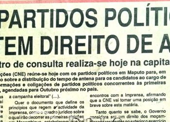 Comissão Nacional de Eleições e partidos políticos discutem direito de antena – 01 de Julho de 1994