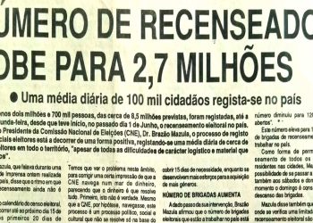 Número de recenseados sobe para 2,7 milhões – 06 de Julho de 1994