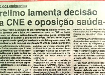 Voto dos emigrantes: Frelimo lamenta decisão da CNE e a oposição saúda-a – 22 de Julho de 1994
