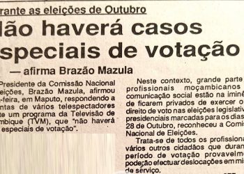 Durante as eleições de Outubro: Não haverá casos especiais de votação – 06 de Agosto de 1994