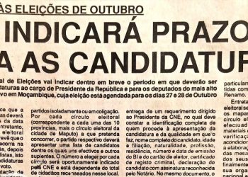 Com vista às Eleições de Outubro: CNE indicará prazos para as candidaturas – 09 de Agosto de 1994