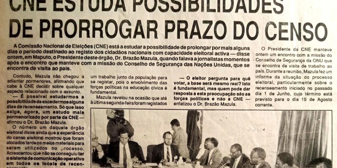 CNE estuda possibilidades de prorrogar prazo do censo – 10 de Agosto de 1994